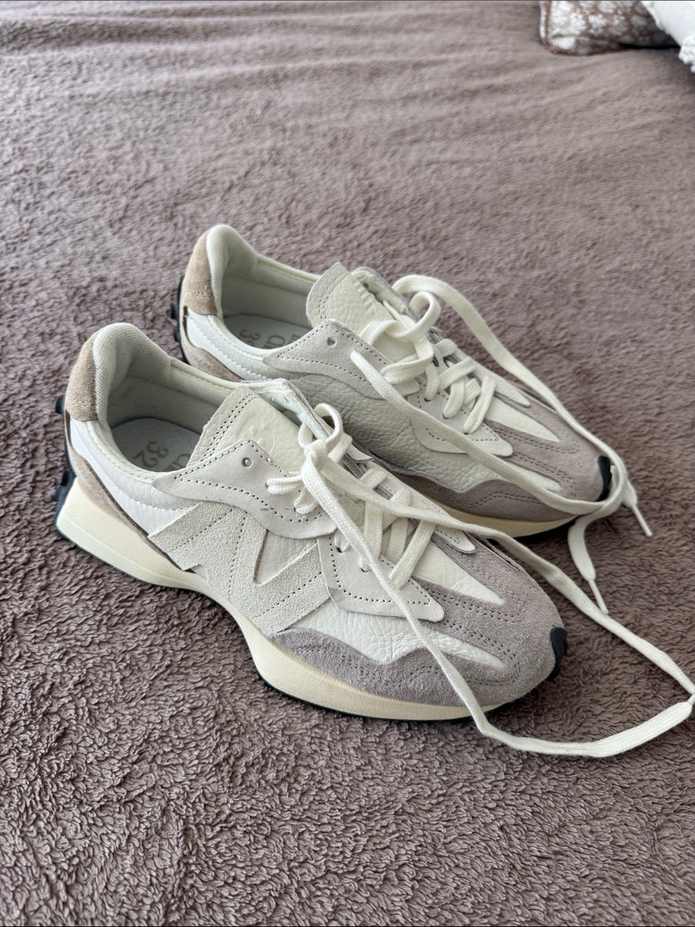 New Balance Women's Cream, Light Gray & Beige Suede Runner Sneakers